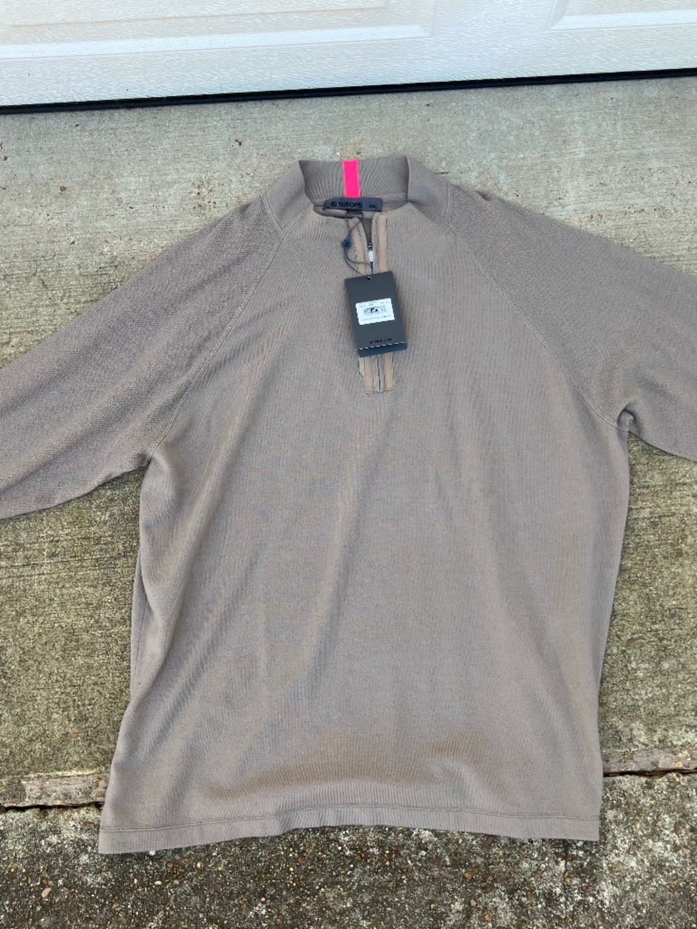 G/Fore Golf Funnel Neck 1/4 Zip Merino Wool Sweater Mens Sz XXL Dune MSRP $325